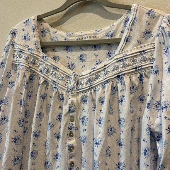 Eileen West Floral 100% Cotton Long Sleeve Romantic Nightgown XL - Picture 2 of 11